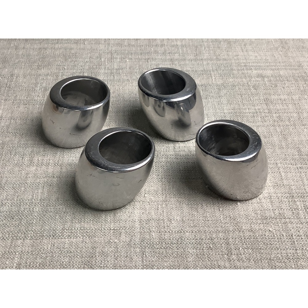 Vintage Nambe Napkin Rings #6095 Tilt Brutalist/MCM Aesthetic 1995  (Set of 4)